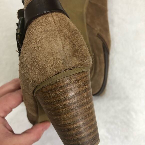 Bass Ayda Tan Suede Heeled Ankle Booties‎ Size 7.5 - Picture 6 of 7